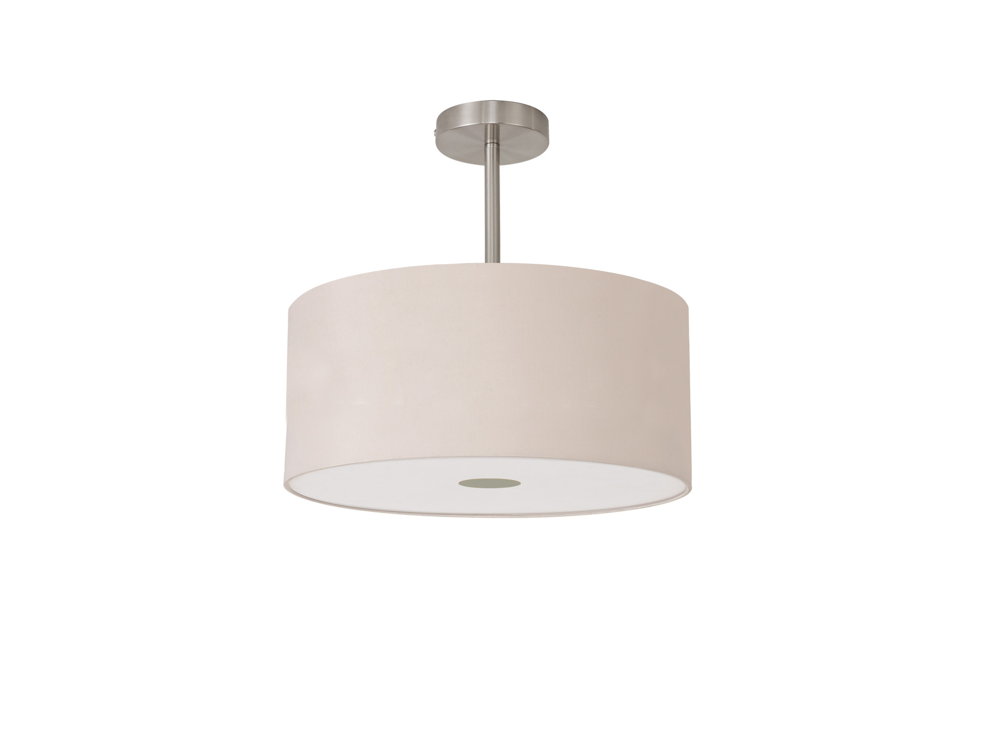 Baymont 40cm Semi Flush 1 Light Satin Nickel, Nude Beige/Moonlight, Frosted Diffuser DK0256  Deco Baymont